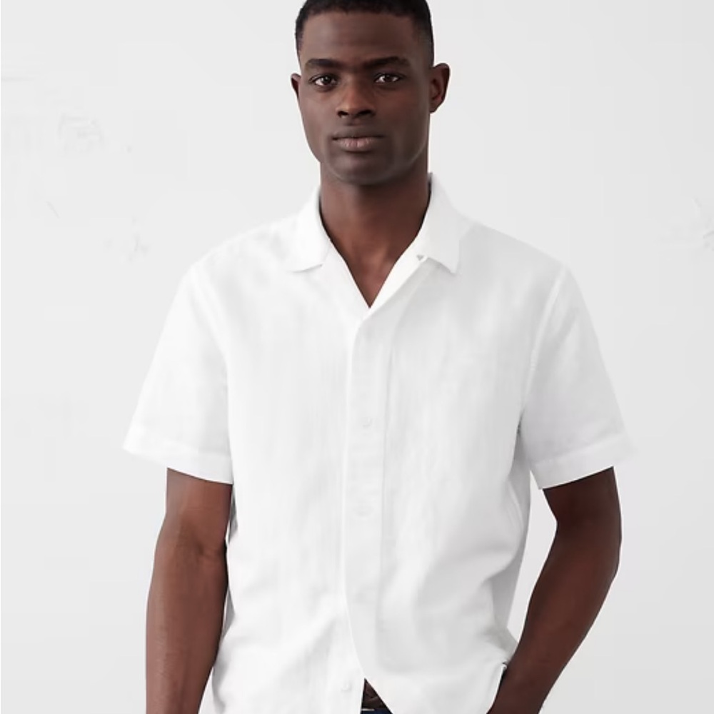 Banana Republic Factory Standard-Fit Linen-Blend Resort Shirt NWT